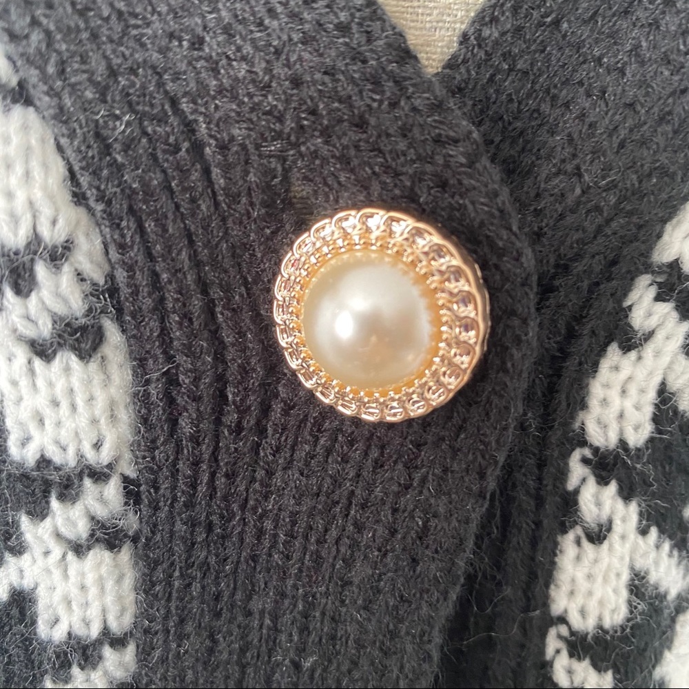 Cardigan 🆕 black white knit 5 buttons sweater v-neck oversized hip length - Picture 15 of 17